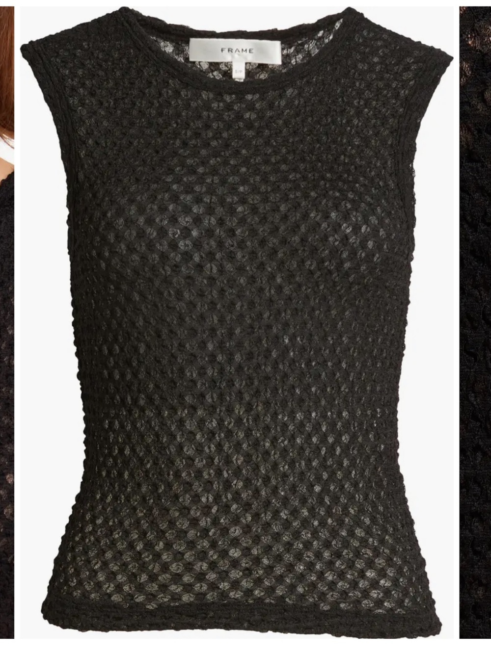 NWT Frame Navy Textured Mesh Lace Sleeveless Top